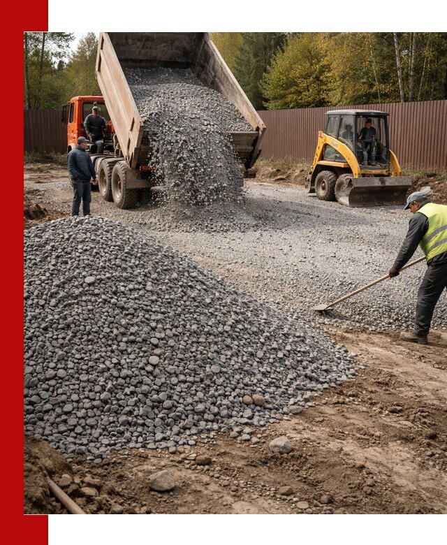 Отсыпка участка щебнем с доставкой и уплотнением в Дальнереченске