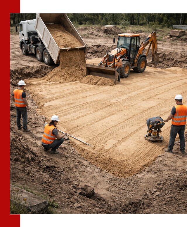 Устройство песчаной подушки для фундаментов и дорог в Дальнереченске